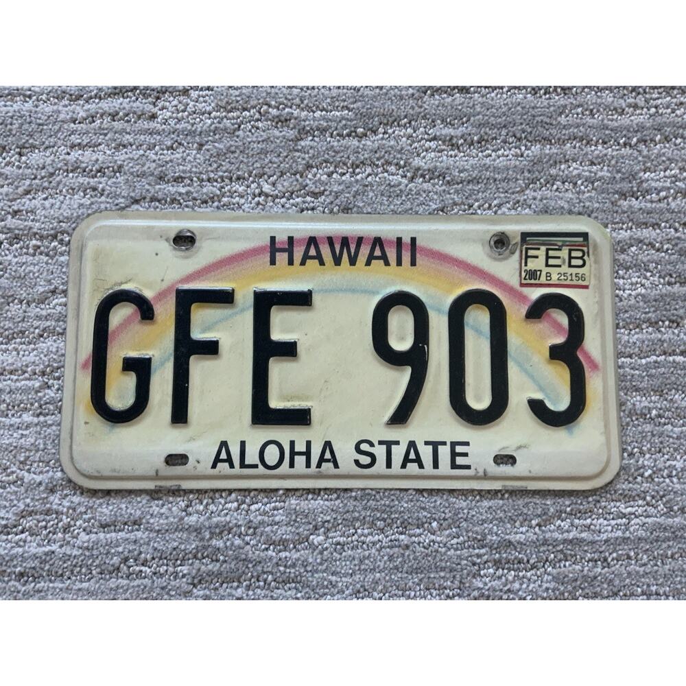 Vintage 2007 Hawaii Rainbow License Plate Aloha State Original Paint Authentic